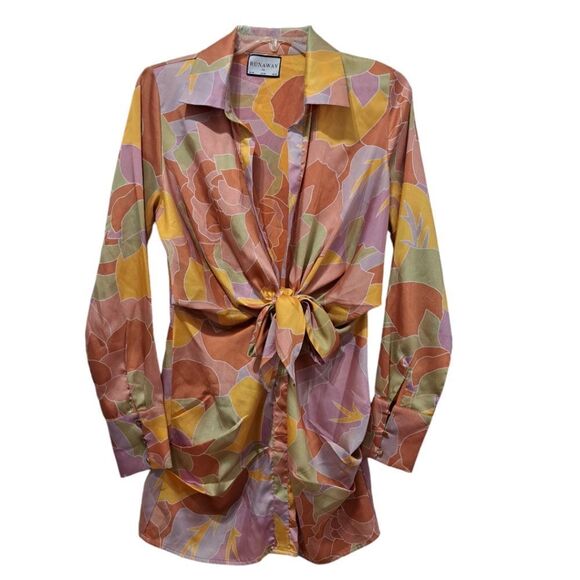 Runaway Ruby Mindy Mini Dress Sage Lightweight Woven Satin XS Fun Multi-color - Picture 4 of 17